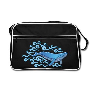 Der Blauwal - Retro Tasche - Schwarz/Weiß - Vorne