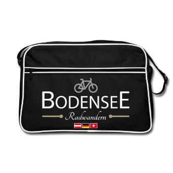 Bodensee Radwandern - Retro Tasche - Schwarz/Weiß - Vorne