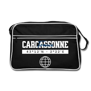 Carca ssone Frankreich Koordinaten Globus - Retro Tasche - Schwarz/Weiß - Vorne