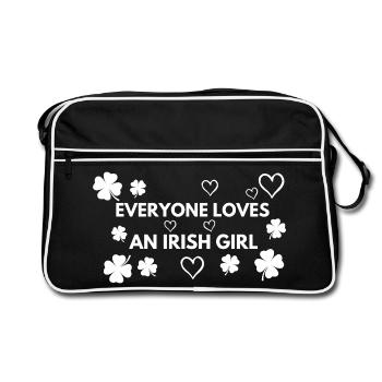 Jeder liebt ein irisches Mädchen St. Patrick's Pride - Retro Tasche - Schwarz/Weiß - Vorne