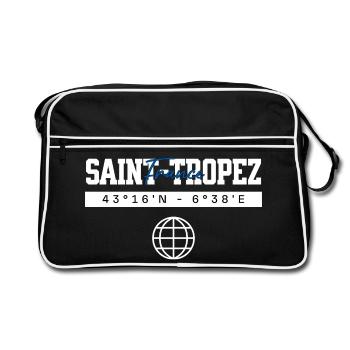 Saint-Tropez Frankreich Koordinaten Reise Souvenir - Retro Tasche - Schwarz/Weiß - Vorne
