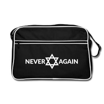 NEVER AGAIN - Retro Bag - black/white - Front