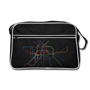 Abstract Minutine Section Line Art - Retro Bag - black/white - Front