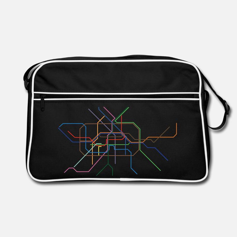 Dessin au trait de section minutine abstraite - Sac Retro - noir/blanc