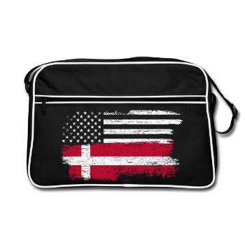 Grunge US Danish Flag Fusion - Retro Bag - black/white - Front