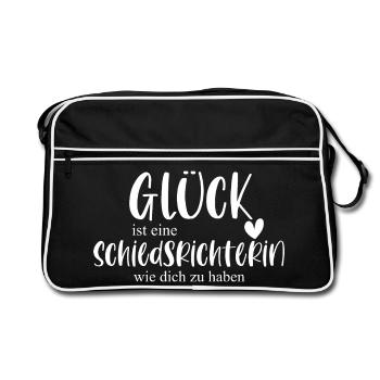 Schiedsrichterin Sport Sportart Schiri Fußball - Retro Tasche - Schwarz/Weiß - Vorne