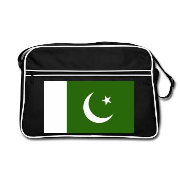 Pakistan National Flagge - Retro Tasche - Schwarz/Weiß - Vorne