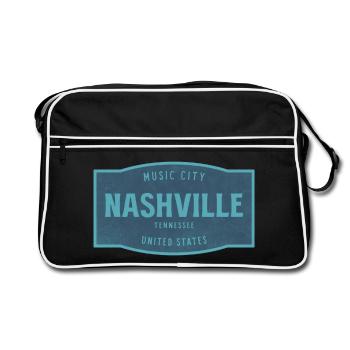 Nashville Vintage Schild Music City - Retro Tasche - Schwarz/Weiß - Vorne