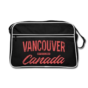 Vancouver Canada Vintage Druckschrift - Retro Tasche - Schwarz/Weiß - Vorne