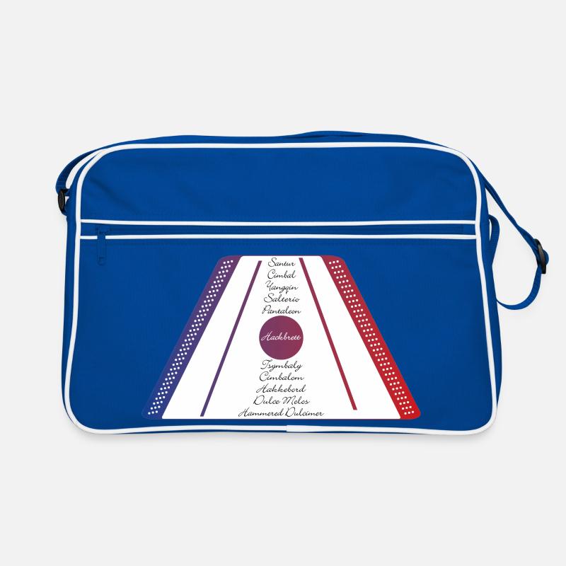 Hackbrett blau rot Retro Tasche