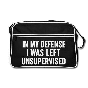 Unsupervised Mischief – Lustiges Ausreden - Retro Tasche - Schwarz/Weiß - Vorne