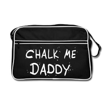 Chalk Me Daddy - Jeu de mots sur les rochers / l’escalade - Sac Retro - noir/blanc - Devant