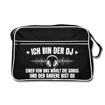 DJ wählt die Songs - Discjockey - Retro Tasche - Schwarz/Weiß - Vorne