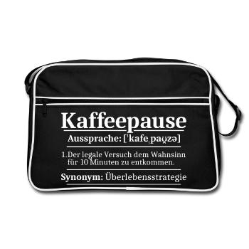 Kaffeepause Kollege Büro Kaffee Liebhaber - Retro Tasche - Schwarz/Weiß - Vorne