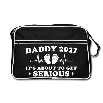 Daddy 2027 Funny Pregnancy Announcement - Retro Tasche - Schwarz/Weiß - Vorne