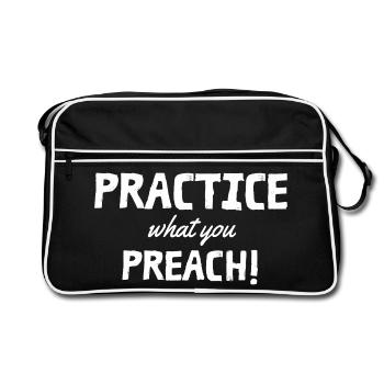 Practice what you preach - Retro Tasche - Schwarz/Weiß - Vorne
