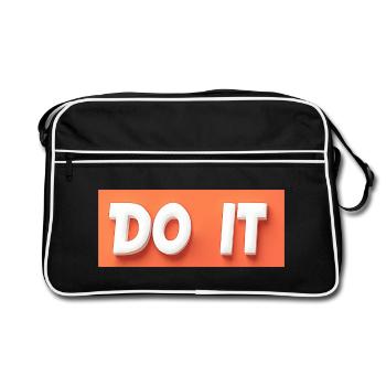 DO IT! Personalisierbar - Retro Tasche - Schwarz/Weiß - Vorne