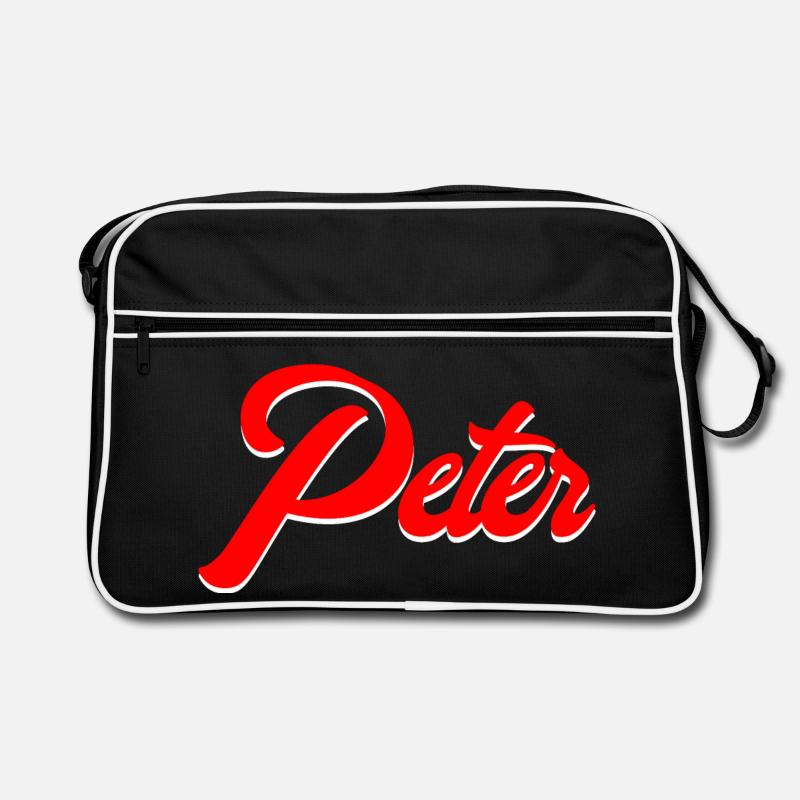 Vintage Red Script Name Peter Design Retro Tasche