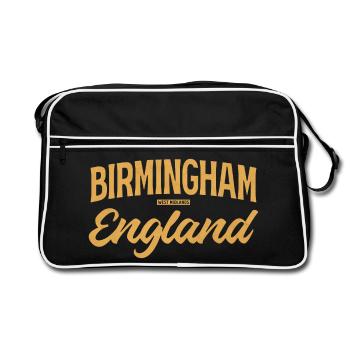 Birmingham England Vintage Script - Retro Tasche - Schwarz/Weiß - Vorne