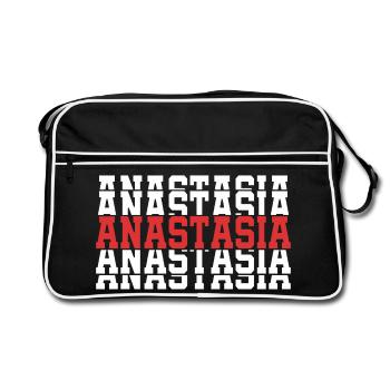Anastasia t-shirt gift stacked text - Retro Bag - black/white - Front