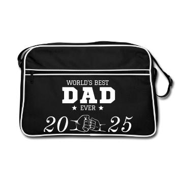 Weltbester Papa 2025 - Retro Tasche - Schwarz/Weiß - Vorne