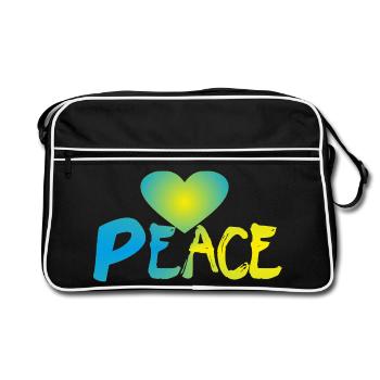 Peace Heart Peace Peace Sign - Retro Bag - black/white - Front
