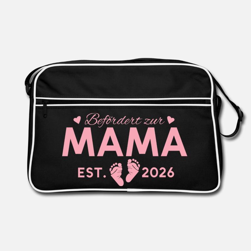 Promue au rang de maman 2026 Maternité - Sac Retro - noir/blanc