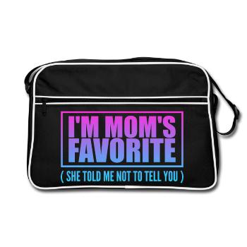 Unbestreitbar Mamas Liebling - Kinderspruch - Retro Tasche - Schwarz/Weiß - Vorne