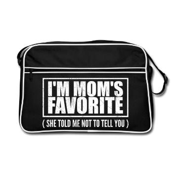 Unbestreitbar Mamas Liebling - Kinderspruch - Retro Tasche - Schwarz/Weiß - Vorne