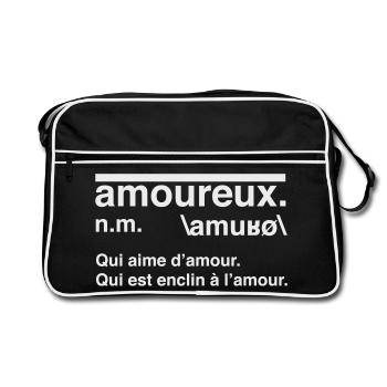 Amoureux Définition Style Dictionnaire - Sac Retro - noir/blanc - Devant