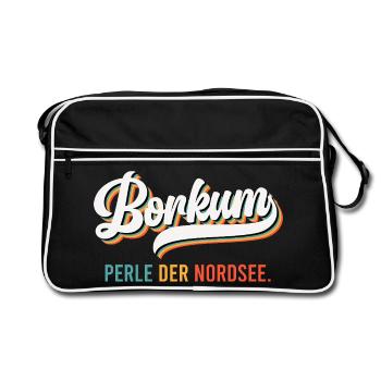 Île Borkum BORKUM LA PERLE DE LA MER DU NORD Drôle - Sac Retro - noir/blanc - Devant