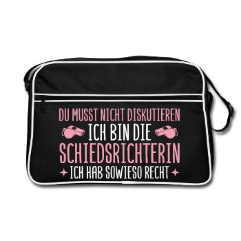 Schiedsrichterin hat sowieso recht Unparteiische - Retro Tasche - Schwarz/Weiß - Vorne