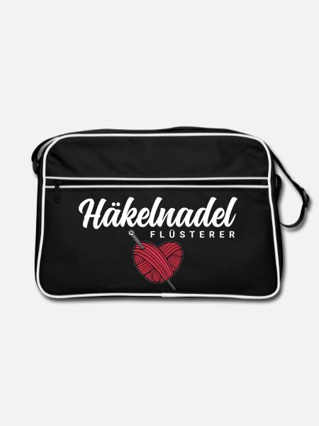 Häkelnadel Flüsterer - Retro Tasche - Schwarz/Weiß