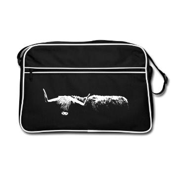Highland Cattle / Cattle / Scottish Highland Cattle - Retro Bag - black/white - Front