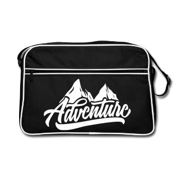Bergabenteuer Script: Gipfelmotiv - Retro Tasche - Schwarz/Weiß - Vorne