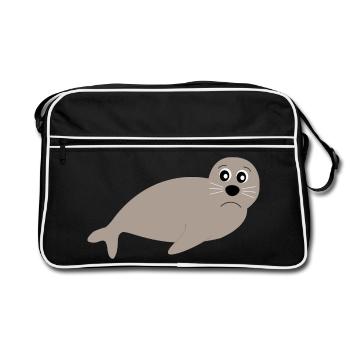 Sceaux, phoques, phoques, phoques animaux - Sac Retro - noir/blanc - Devant