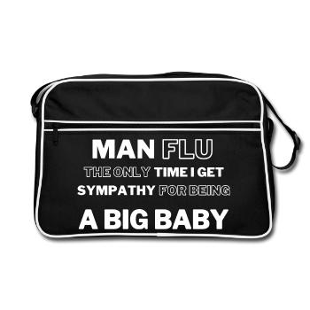 Homme Grippe Grand Bébé Citation T-Shirt - Sac Retro - noir/blanc - Devant