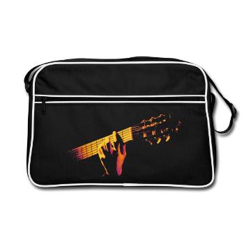 Melodische Hände - Gitarren-Feuer-Vibe - Retro Tasche - Schwarz/Weiß - Vorne