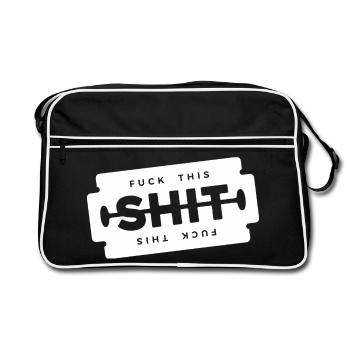 Scheiß auf diese Scheiße, Rasierklinge, - Retro Tasche - Schwarz/Weiß - Vorne