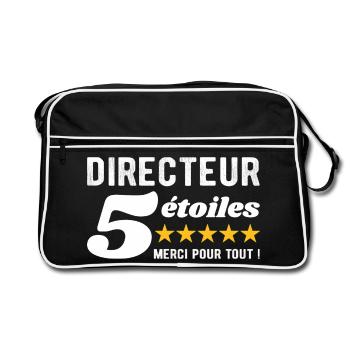 Cadeau Directeur 5 Étoiles - Merci pour tout  - Sac Retro - noir/blanc - Devant
