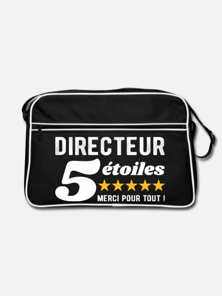Cadeau Directeur 5 Étoiles - Merci pour tout  - Sac Retro - noir/blanc - Devant