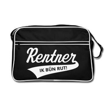 Pensioners – Ik Bün Rut! (Low German / White) - Retro Bag - black/white - Front