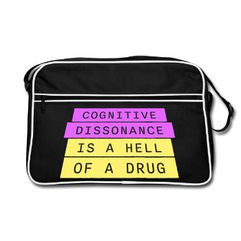 Cognitive Dissonance Is A Hell Of A Drug Saying - Retro Bag - black/white - Front