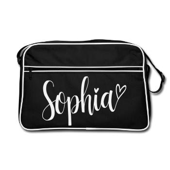 Sophia Name Font Heart - Retro Bag - black/white - Front
