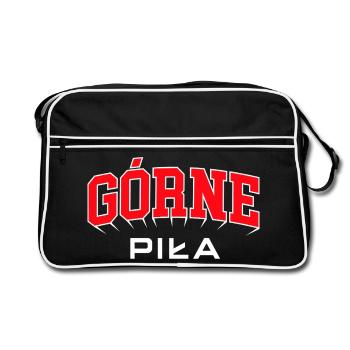 Piła Górne. Name des Bezirks im Sportstil - Retro Tasche - Schwarz/Weiß - Vorne