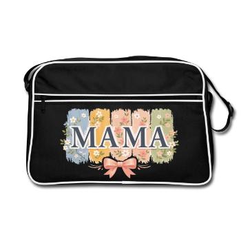 MAMA Retro Pink Bow & Floral Stripes - Retro Bag - black/white - Front