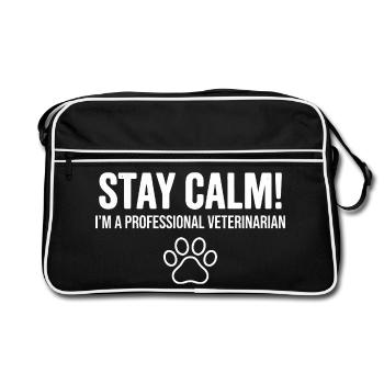 Stay calm veterinarian - Retro Bag - black/white - Front