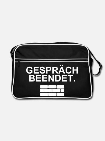 Gespräch beendet – trockenes Statement - Retro Tasche - Schwarz/Weiß