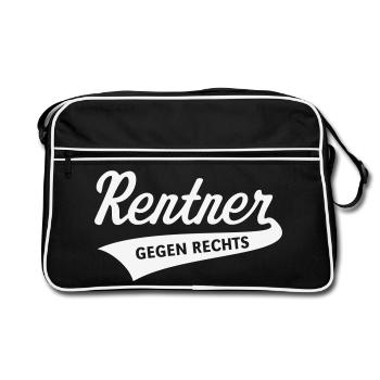 Rentner Gegen Rechts (Rente / Ruhestand / White) - Retro Tasche - Schwarz/Weiß - Vorne