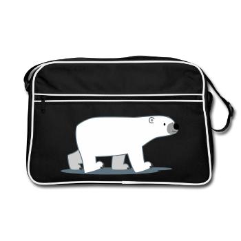 Walking Cartoon Polar Bear - Cheerful Madness!! - Retro Bag - black/white - Front